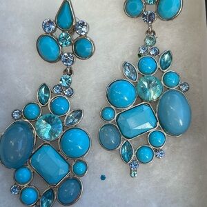 Ben-Amun costume earrings aqua blue rhinestone